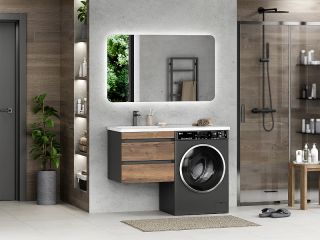 Подвесная тумба под раковину Misty Коломбо 120 L УТ000015589 56 см Дуб Галифакс Антрацит